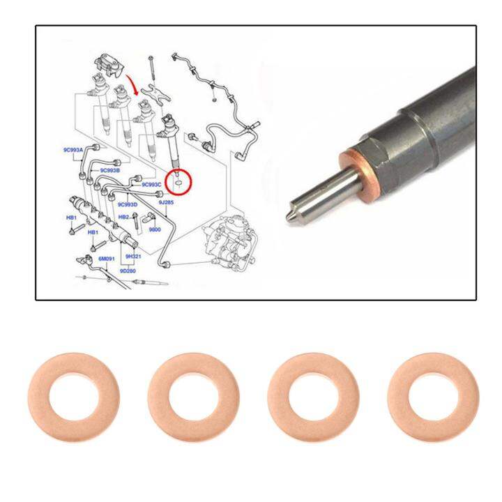 Talage 4Pcs Fuel Injector Seal Copper Washer For Ford Transit Mk7 2.2 2