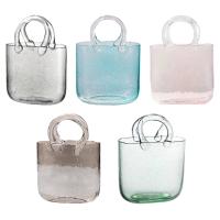 【LZ】✶  Vidro Flor Vaso Para Estante Decoração Bolsa Forma Sala De Estar Entrada Presente