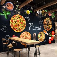 【YD】 Custom Mural Wallpaper Wall Painting Personalized Pizza Blackboard Photo Paper Restaurant Backdrop