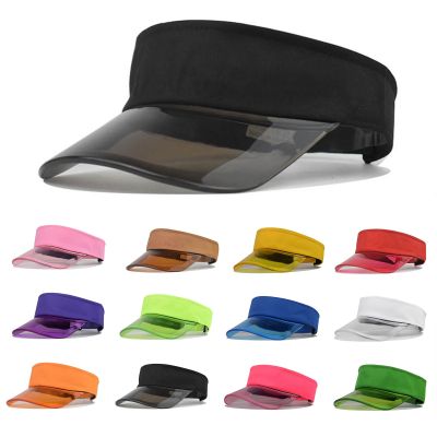 2021 New Summer Sun Hat Women Fruit Color Transparent Empty Top Plastic PVC Sunshade Hat Visor Caps Bicycle Sun Hat Visor Caps