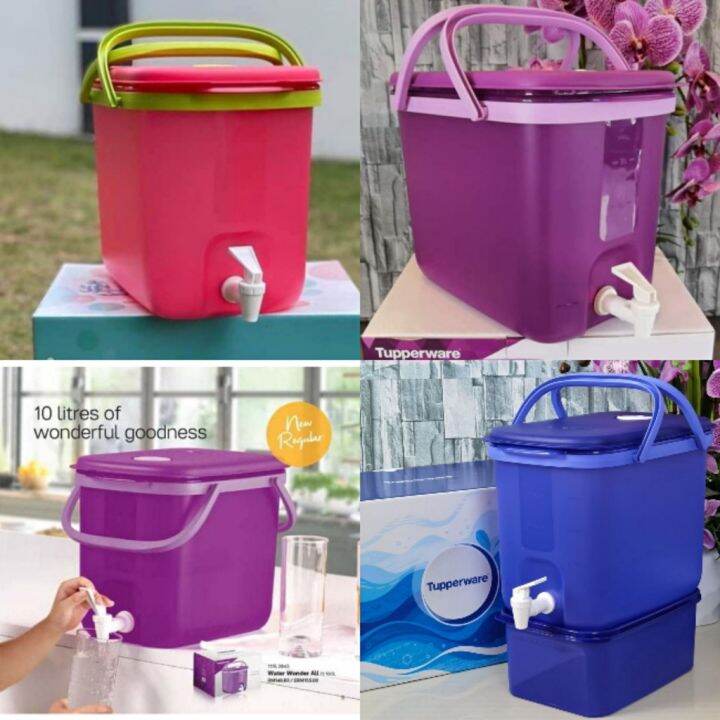 (Red PurpleRoyale Blue Water Wonder All) TUPPERWARE Rectangular Water Dispenser 10literModular