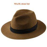 XL Straw Hat For Men Big Head Panama Hats Male Outdoor Fishing Beach Foldable Jazz Top Hat Sunscreen Visor Hat Dad Caps Oversize