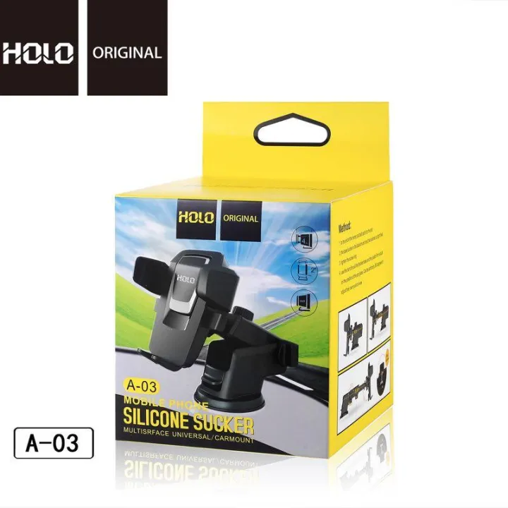 holo-car-phone-holder-a-03-ที่ยึดโทรศัพท์มือถือในรถยนต์-ที่ตั้งมือถือในรถ-แท่นจับมือถือในรถ-แบบติดดูดกระจก-หรือ-บนคอนโซลรถ-แท้100