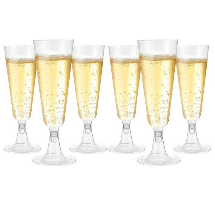 6pcs-plastic-champagne-flutes-disposable-wine-glasses-toasting-flutes-for-birthday-party-wedding-reception-and-other-celetion