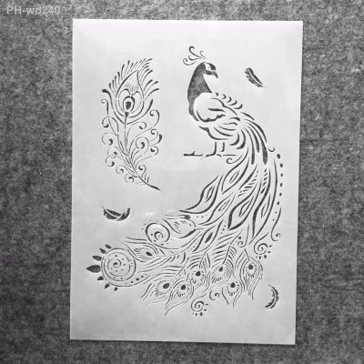A4 29x21cm Beautiful Peacock with Feather DIY Layering Stencils Wall Painting Scrapbook Coloring Embossing Album Decor Template