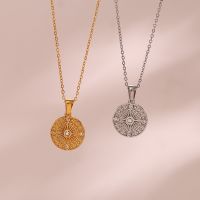 Classcial Minimalist Round Gold Plated Silver Color Coin Necklaces For Women Stainless Steel Waterproof Circle Pendant Collar Fashion Chain Necklaces