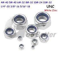 White Zinc Nylon Lock Nuts UNC 4 -40 5 -40 6 -32 8 -32 10 -24 10 -32 1/4 -20 3/8 -16 5/16 -18 Non -slip Locking Nut Grade 4.8