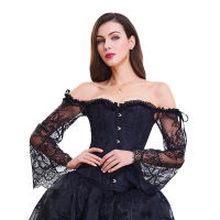 2021Sexy Gothic Lingerie Lace Long Sleeves Women Corset Bustier Top Overbust Nightclub Clothing Steampunk Corsets Costume Femme