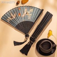 Chinese style 7-inch folding fan ancient fan embroidery tassel ancient male Hanfu hand-held props dance fan