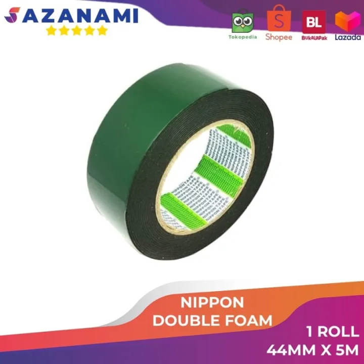 Nippon Double Tape Foam 2" 44mm x 5m Double tape hijau busa 3M hitam