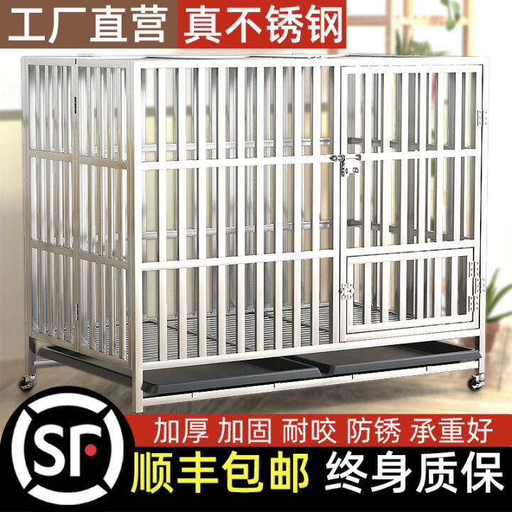 Stainless steel folding dog cage square tube indoor and outdoor large
