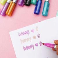 12สี Double Line Outline Art ปากกา Marker ปากกา DIY Graffiti Outline Marker ปากกา High สมุดภาพไดอารี่โปสเตอร์ Card