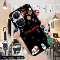 เคส PMP สำหรับ OPPO Reno10 5G 10 Pro 5G (แหวนใส่นิ้ว + สายคล้อง) เคสคริสต์มาสกันกระแทกต้นคริสต์มาสซิลิโคนนิ่มแบบบางสำหรับกวางกวางใหญ่มนุษย์หิมะซานตาคลอส