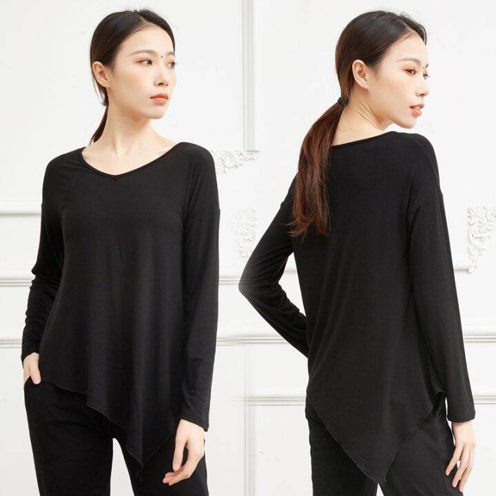 welfare-modern-dance-clothes-v-neck-irregular-loose-lazy-dance-blouse