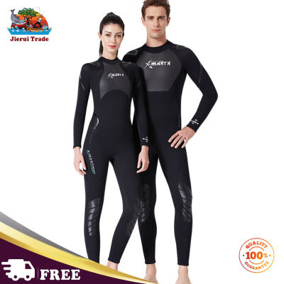 ชุดดำน้ำ3มม. สำหรับผู้ชายชุดว่ายน้ำสำหรับผู้หญิงแขนยาวแบบสยามอบอุ่นกันหนาว