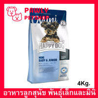 อาหารลูกสุนัข Happy Dog Mini Baby &amp; Junior สำหรับลูกสุนัขพันธุ์เล็ก 4กก. (1ถุง) Happy Dog Mini Baby &amp; Junior Puppy Food 4Kg. (1bag)