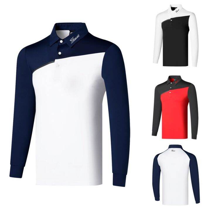 titleist-taylormademir-j-lindeberg-กางเกงเล่นกอล์ฟผู้ชาย-เสื้อยืดแขนยาวระบายอากาศได้ดีเสื้อโปโลแห้งเร็วเสื้อกอล์ฟ