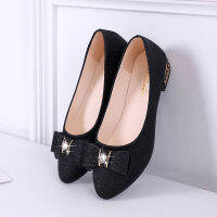 Shallow Mouth Pointed Toe All-match Flats Bow Knot Low-heel Shoes for Ladies