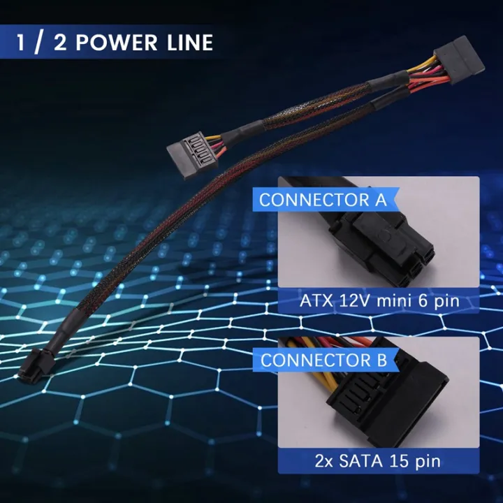 mini-6pin-to-15pin-x2-sata-power-cable-cord-for-dell-vostro-3650-3653-3655-desktop-computer-hdd-ssd-expansion-cable