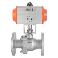 DN50 304 Stainless Steel Flanged Pneumatic Ball Valve Single Acting Cylinder High Temperature Steam Flange Ball Valves