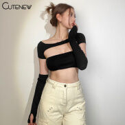 Cutenew Áo Hai Dây INS Thời Trang Gợi Cảm Phong Cách Punk Thiết Kế Khoét