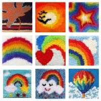 Rainbow love Carpet Embroidery Knoop Pakket Needlework Set Latch Hook Cushion Button Package carpet embroidery set smyrna