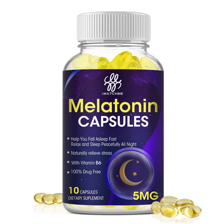 iMATCHME 5Mg Melatonin Capsules Vitamin B6 Help Deep Sleep Save
