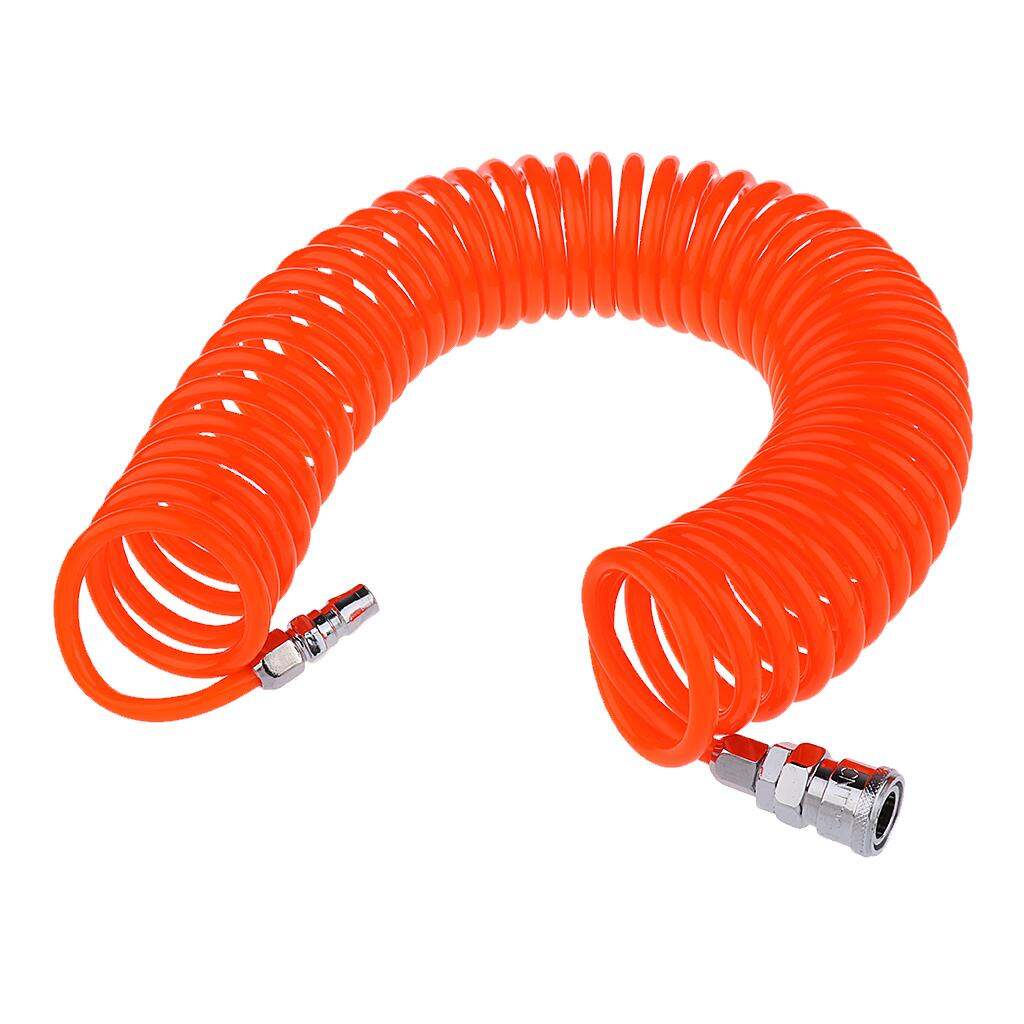 12m Retractable Coil Air Hose Recoil Hose 8mmx5mm PU with 1/4" NPT Fittings 