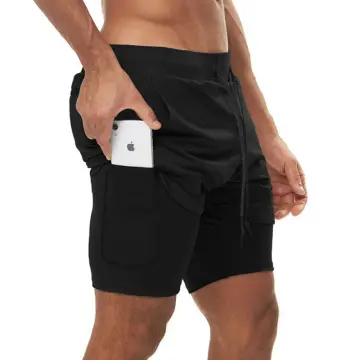 Mens double layer running on sale shorts