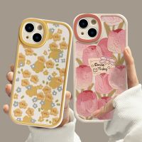 【Great. Cell phone case】 เคสโทรศัพท์ลายดอกทิวลิปน่ารักสำหรับ iPhone 7 8 Plus X XR XS MAX SE 2020 2022 11 12 13 Pro Max 11Pro 12Pro ซิลิโคนดอกไม้ลูกอมหรูหราฝาครอบแบบนิ่มสำหรับป้องกันกล้องถ่ายภาพโปร่งใส