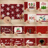 New Christmas kitchen Placemat Snowflake Letter Plaid Linen Table Mats Elk Printed Table Place Mat Western Coaster Placemat