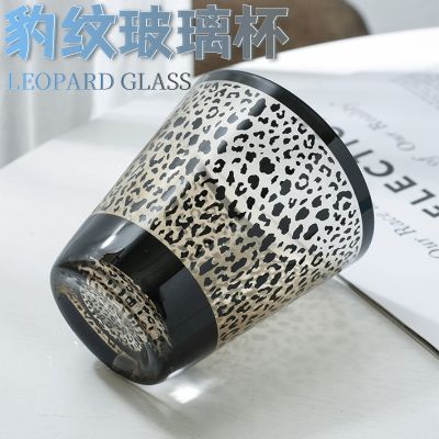 ✾▲▬  Ins style cup European and high-value water leopard print juice glass breakfast milk restaurant coffee
