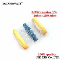 100Pcs 1/4W 1R 22M 1 Metal film resistor 100R 220R 1K 1.5K 2.2K 4.7K 10K 22K 47K 100K 100 220 1K5 2K2 4K7 ohm resistance