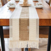 Macrame Table Runners Boho Natural Burlap Cotton Table Runner with Tassels Bohemian Wedding Bridal Christmas Table Decoration