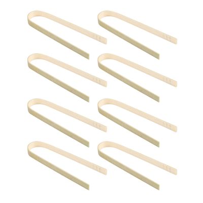 80 Pcs Mini Bamboo Disposable Bread Tongs 4 Inch Toast Tongs Disposable Cooking Tongs Food Serving Clips