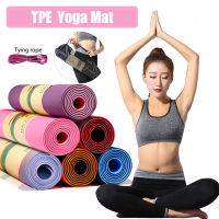 TPE Yoga Double Layer Non-Slip Mat Yoga Exercise Pad with Position Line For Fitness Gymnastics and Pilates Sports Pilates Mats