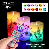 3Pcs LED Flameless Candle Light Set Simulation Electronic Petal Candles With Remote Control For Holiday Party Wedding Xmas Decor