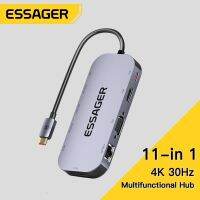 Essager USB C HUB 11 In 1ตัวแปลงประเภท C เป็น HDMI VGA RJ45เครื่องอ่านการ์ด PD 100W อะแดปเตอร์สำหรับ Mbk Pro Huawei