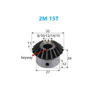 2m15t รูด้านใน8/10/12/14/15มม. Bevel Gear Standard Hole 90องศา45เหล็กดับการประมวลผลคงที่ด้วยรูสกรู