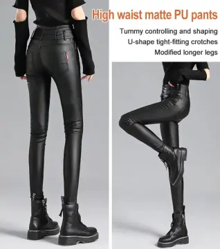 Hot Sale High Waist Stretch Tight Skinny Shaping Black Faux Leather  Leggings Pants - China Leather Pants and Leather Leggings price