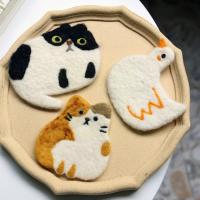 2021ใหม่แฟชั่น South Korea Ins ลม Warm Wool Felt น่ารัก Home Props Coasters ของขวัญน่ารัก Kitten Creative และ Placemats Phot F7I1