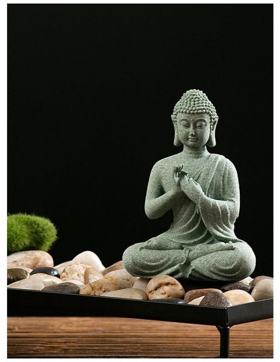 Tượng Phật Thích Ca thủ ấn bằng đá sa thạch xanh - ST01 | Lazada.vn