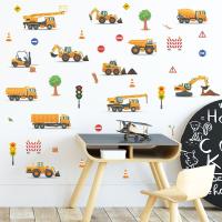 Cartoon Traffic Engineering vehicle Removable Wall Stickers Home Decor Decals for Nursery Kids Bedroom Baby Boy Room Decoration Stickers