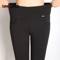 Women Pants Stretch Office Work Trousers pantalon femme Black White Velvet Ladies High Waist pant Winter  plus size Mom Pant