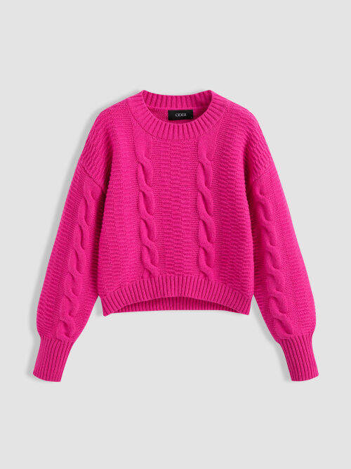 Cider Solid Cable Knit Crop Sweater Lazada PH