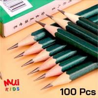 muikids 100แท่ง ดินสอไม้ 2B  ดินสอไม้ ดินสอวาดรูป ดินสอเขียนแบบ ดินสอทำข้อสอบ สีเขียว ด้ามยาวใช้ได้นาน เหลาง่าย