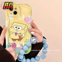 เคสโทรศัพท์ VIVO Y16 4G Y35 Y22 Y22S Y78 Y02 5G Y77 5G Y76 5G Y75 5G 3D แฟชั่นลายการ์ตูนน่ารักสปันจ์บ็อบครีมพร้อมสายรัดข้อมือนิ่มป้องกันการกระแทกฝาหลัง