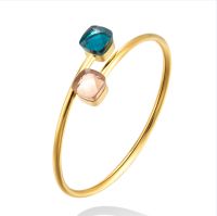 【YF】 JSBAO New Arrivals Double Glass Stone Stainless Steel Fashion Bangle Women Orange   Sky Blue Color Bracelet For Jewelry