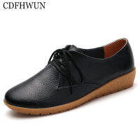 CDFHWUN Large Size Oxford Shoes for Lace-Up Leather Low-Top Peas Soft Colorful Sole Flat