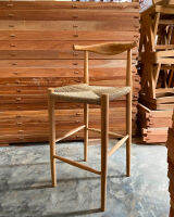 เก้าอี้บาร์ เก้าอี้บาร์ไม้สัก เชือกถักมาคราเม่ / Natural Teak Outdoor Rope Bar Stool [ ส่งฟรีทั่วไทย ]